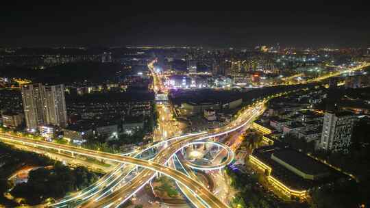 南京新庄立交夜景车流延时视频素材模板下载