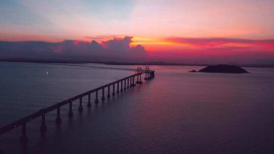 汕头南澳大桥夕阳