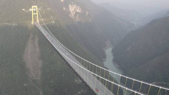湖北恩施四渡河大桥中国超级交通工程航拍