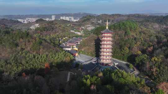 新昌大佛寺栖光净寺航拍视频素材模板下载