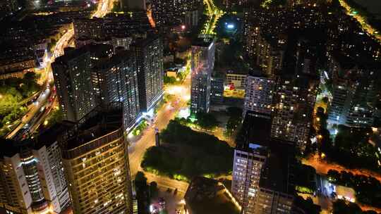 浙江省杭州市钱江新城钱塘江两岸夜晚夜景车视频素材模板下载