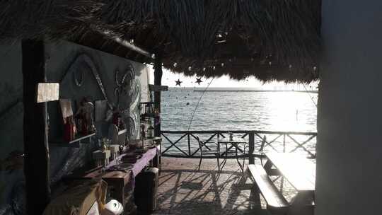 墨西哥加勒比海茅草屋