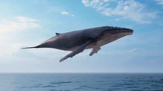 大气震撼唯美鲸鱼飞在海面
