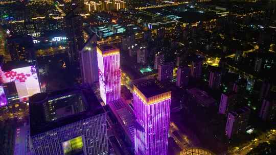 南京市城市车流夜景航拍延时素材视频素材模板下载