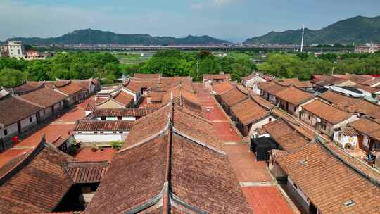 航拍福建漳州龙海埭美古村闽南古民居风光