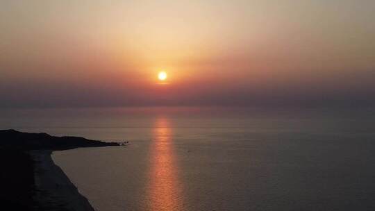 海上落日夕阳晚霞航拍空镜