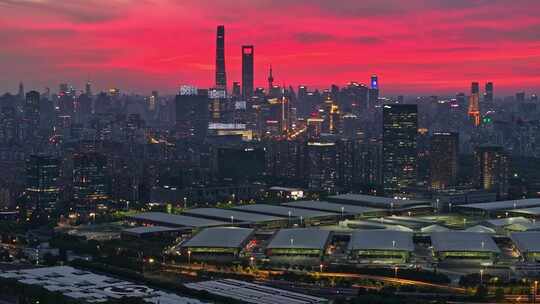 上海晚霞 陆家嘴夜景 国际博览中心 晚霞