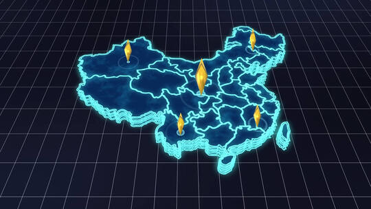 蓝色科技中国地图宣传片头ae模板