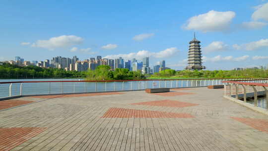 南宁五象湖公园 高楼大厦 城市风光大景