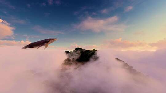 大气震撼唯美鲸鱼飞在海面