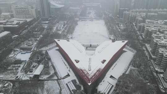 武汉辛亥革命博物馆雪景航拍