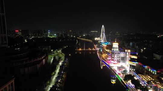 广东中山城市夜景灯光航拍