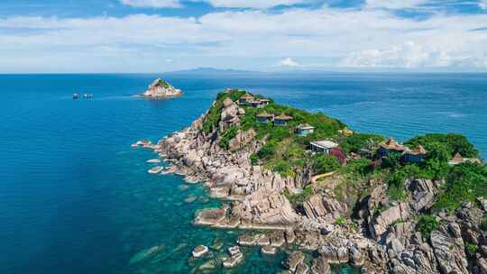 泰国龟岛热带岛屿航拍延时海滨自然风光