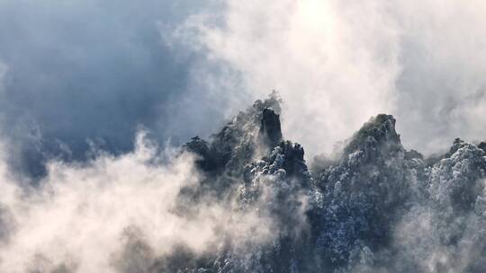 安徽黄山冬天雾凇云海日出奇观旅游黄山航拍