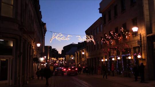 圣诞节夜晚的大街视频素材模板下载