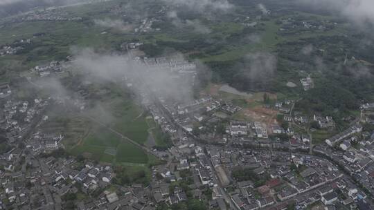 安徽宣城桃花潭村落航拍日景