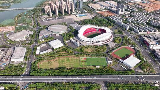 4K武汉体育中心航拍视频素材模板下载