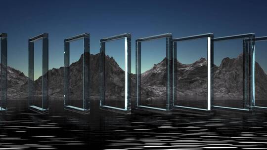 长方形门框抽象概念房地产广告C4D动画