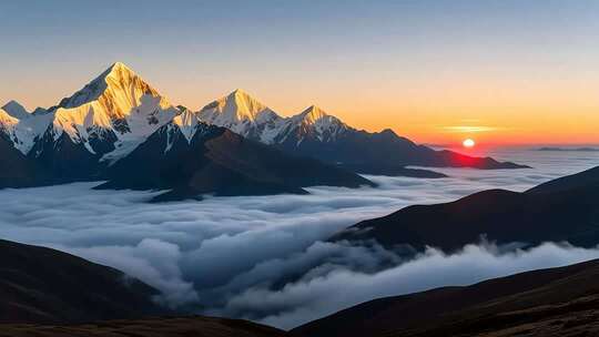 川西超美雪山日出云海4K