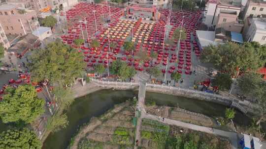 广东佛山顺德千人酒席高空航拍