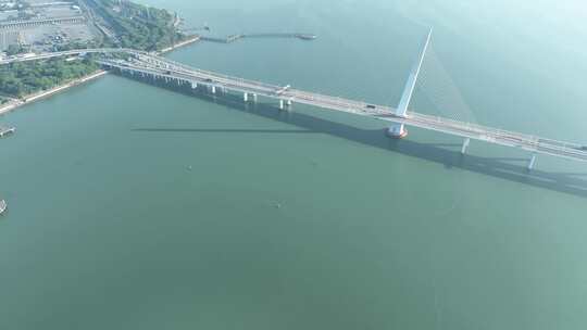 深圳湾公路大桥航拍跨海大桥海上桥梁交通