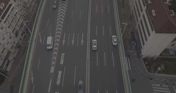 浦西延安高架清晨航拍空镜