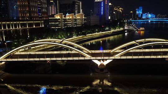 福州解放大桥夜景灯光航拍