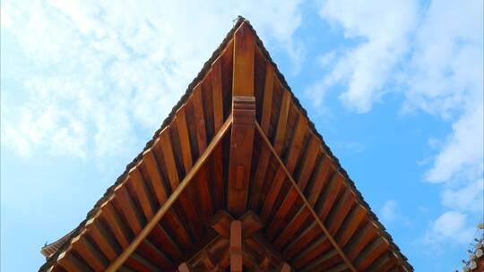 中式传统古建筑屋檐 榫卯结构 飞檐翘角