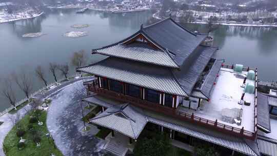 西安兴庆宫公园雪景