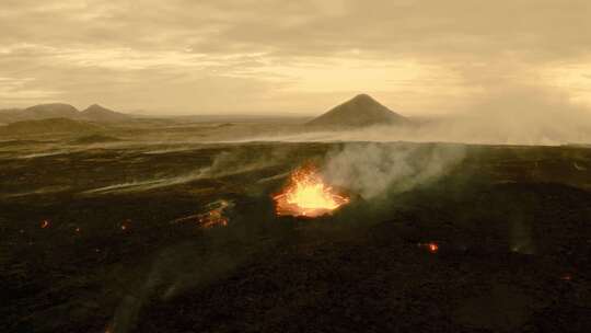航拍火山岩浆沸腾视频素材模板下载