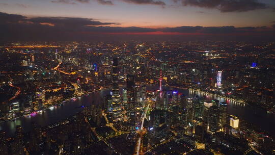 上海陆家嘴夜景航拍