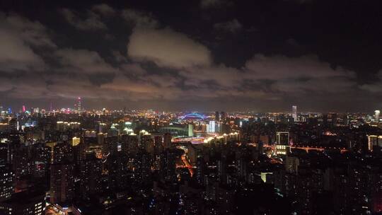 上海浦西夜景航拍空镜