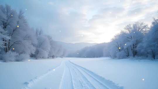 冬季雪后美景4k舞台粒子活动背景