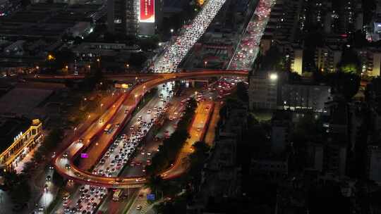 深圳罗湖区夜景航拍