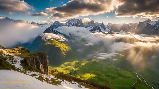 山间云海阳光照耀美景