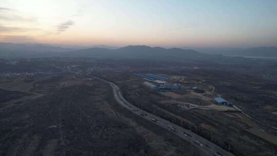 航拍 夕阳 日落 山川