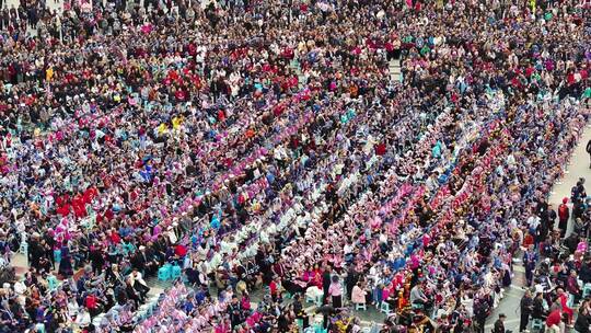 4k航拍贵州望谟三月三民族文化活动开幕式