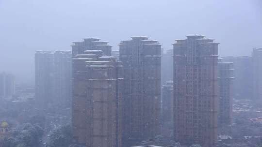 四川成都市温江区万春镇下雪的场景实拍素材