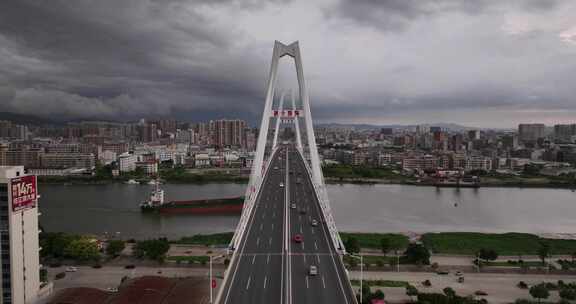 广东揭阳市揭阳大桥航拍