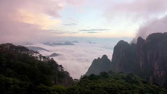 黄山西海大峡谷排云亭云海日落晚霞