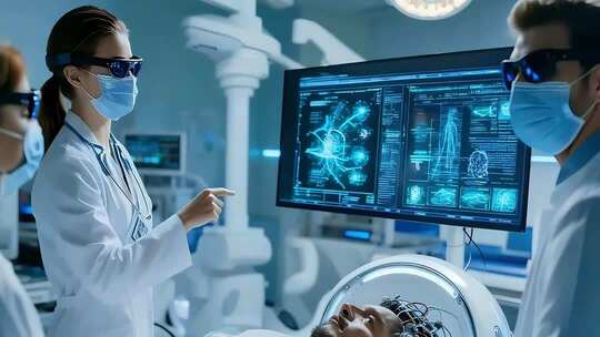 医生医院内探讨医疗影像