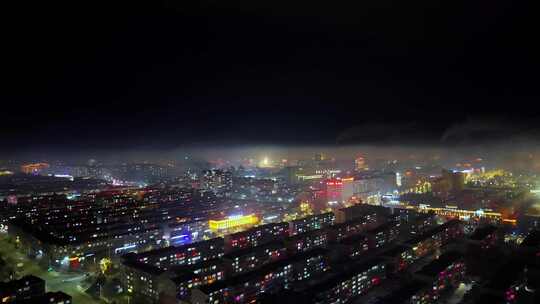 夜晚城市全景灯光璀璨夜景