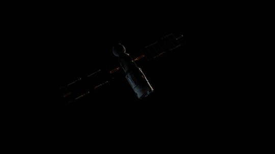 太空舱在太空飞行，有阿尔法通道视频素材模板下载