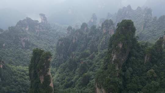 湖南省张家界景区阿凡达取景地奇峰穿云航拍