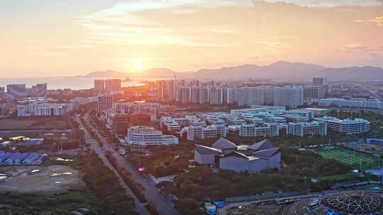 海南三亚崖州湾科技城产业促进中心夜景航拍