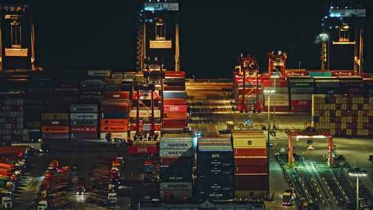 盐田港夜景港口货运码头贸易物流C0102