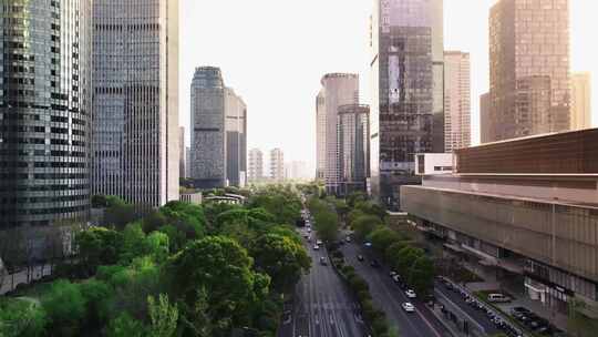 杭州市钱江新城夜景航拍延时摄影
