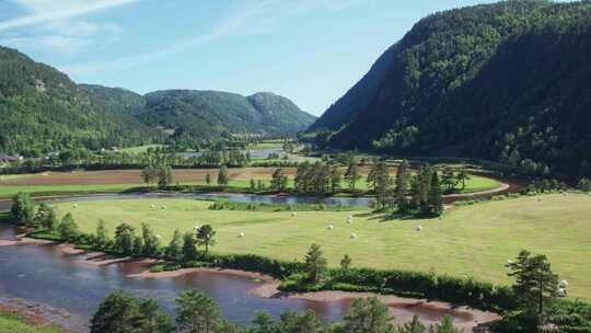 挪威，山谷，河流，树木