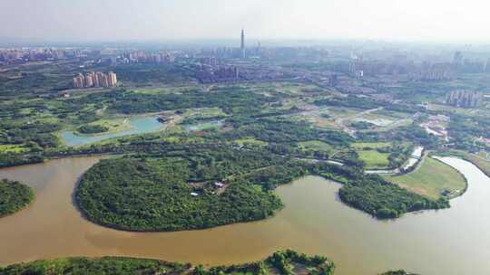 成都青龙湖湿地公园航拍