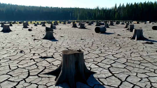 森林砍伐后的荒凉景象